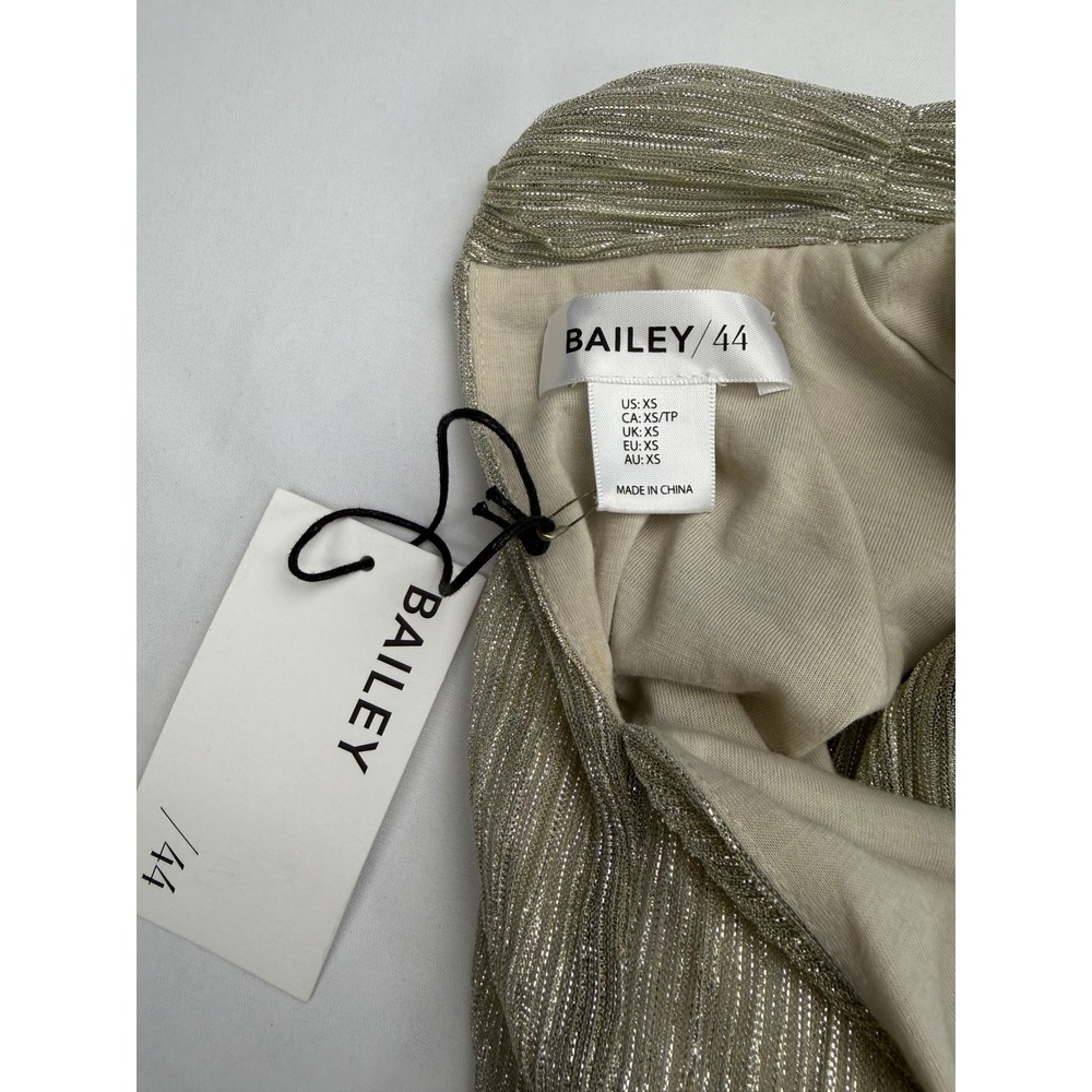 Bailey 44 Metallic Gold Pleated Puff Sleeve Smocked Blouse Top occasion XS NWT